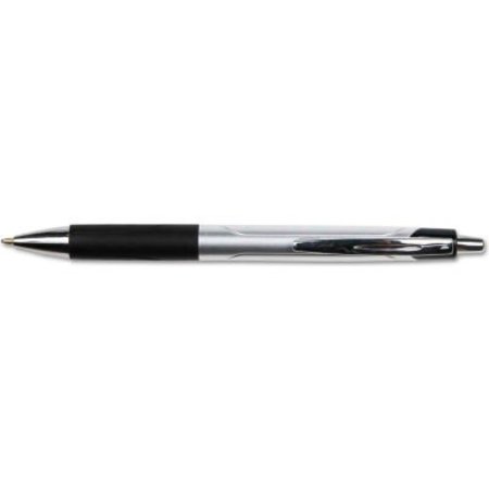 UNIVERSAL PRODUCTS Universal Comfort Grip Retractable Ballpoint Pen, 1mm, Black Ink, Silver Barrel, Dozen UNV15540